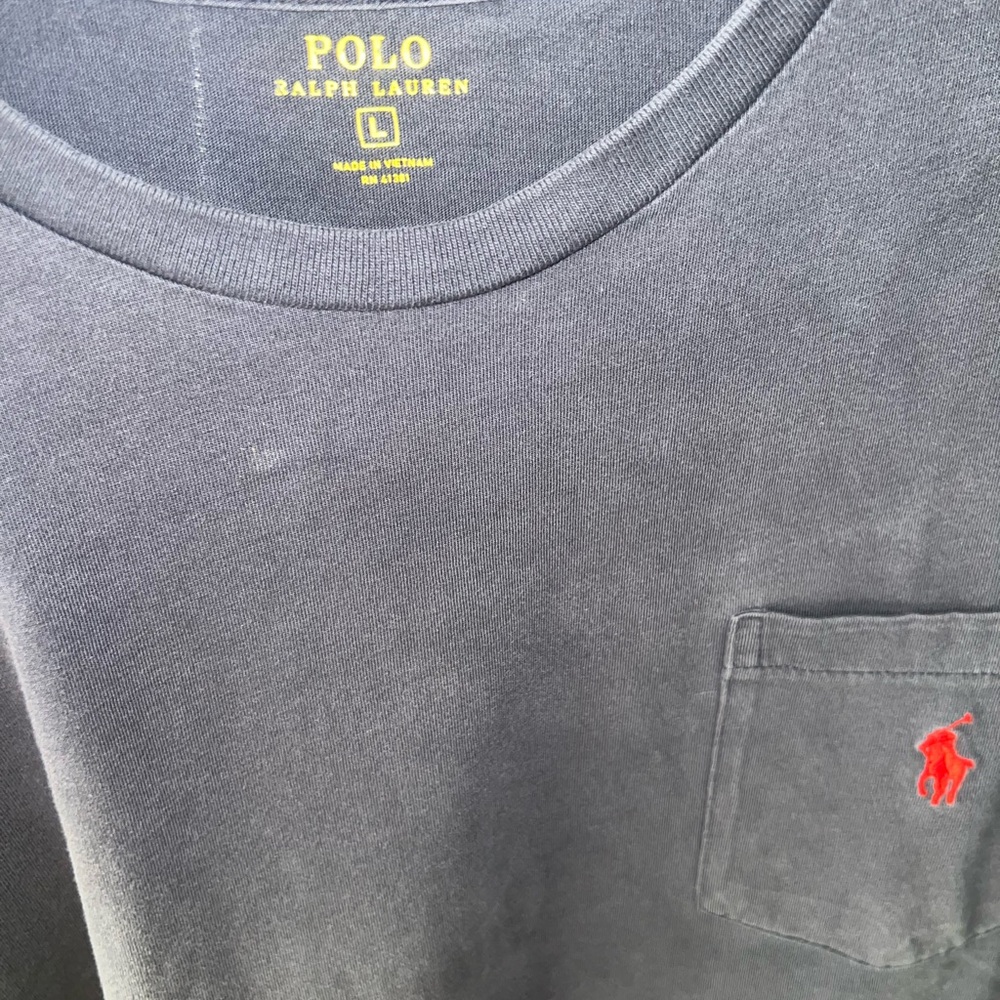 Polo by Ralph Lauren Men's Charcoal Tee with Red Logo